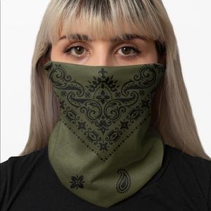 Army Green Paisley Bandana Face Wrap Neck Gaiter